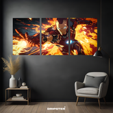 Dripster Iron Man wall poster set featuring dynamic flying Iron Man artwork split into three panels